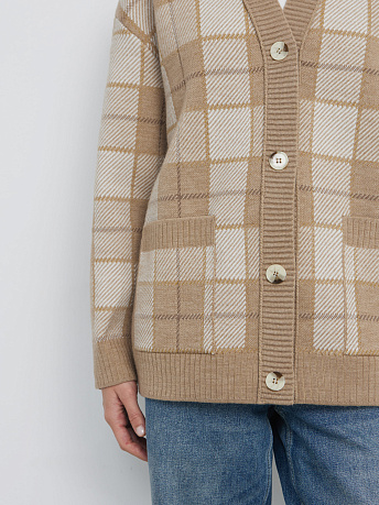 Кардиган из шерсти мериноса с авторским принтом Горизонт