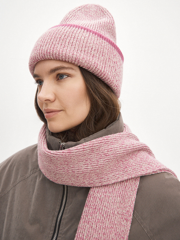 Бредли комплект (шапка+шарф) трикотажный (т.розовый/песочный)