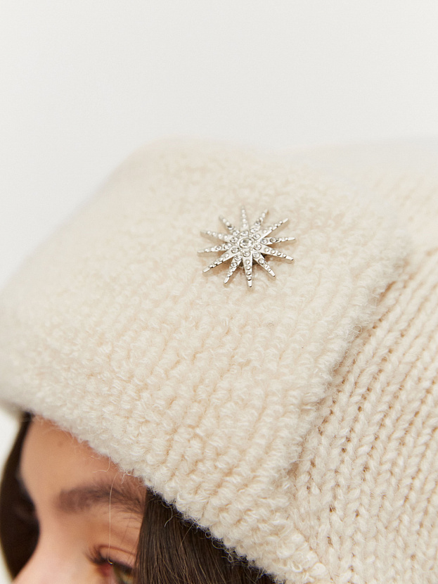 Стокгольм шапка-ушанка трикотажная (белый, 56-58)