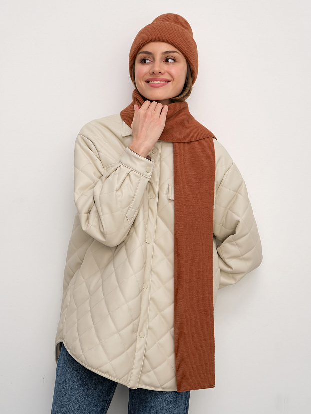 Квартет комплект (шапка+шарф) трикотажный (терракотовый, 56-58)