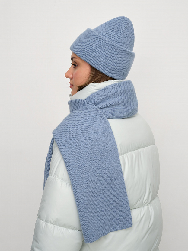 Квартет комплект (шапка+шарф) трикотажный (голубой, 56-58)