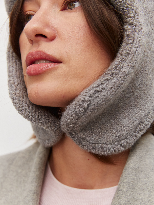 Стокгольм шапка-ушанка трикотажная (св.серый, 56-58)