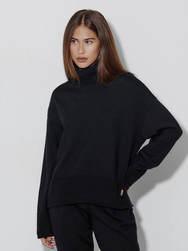 Вест костюм (джемпер + брюки) трикотажный (черный, 40-42/164-170)