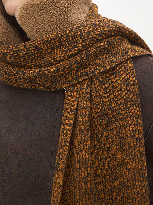 Бредли комплект (шапка+шарф) трикотажный (оранжевый/т.серый)