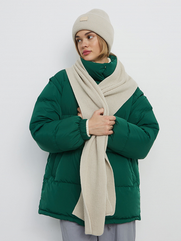 Спейс комплект (шапка+шарф) трикотажный (светло-песочный, 56-58)