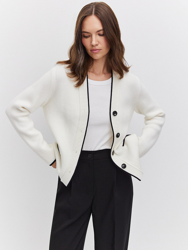 Амега кардиган трикотажный (белый, 44-46)