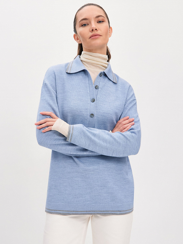 Скандинавия джемпер(поло) трикотажный (серо-голубой, 44-46)