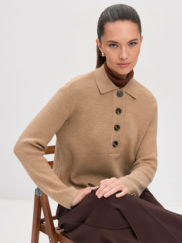 Крафт джемпер трикотажный (бежевый меланж, 44-46)