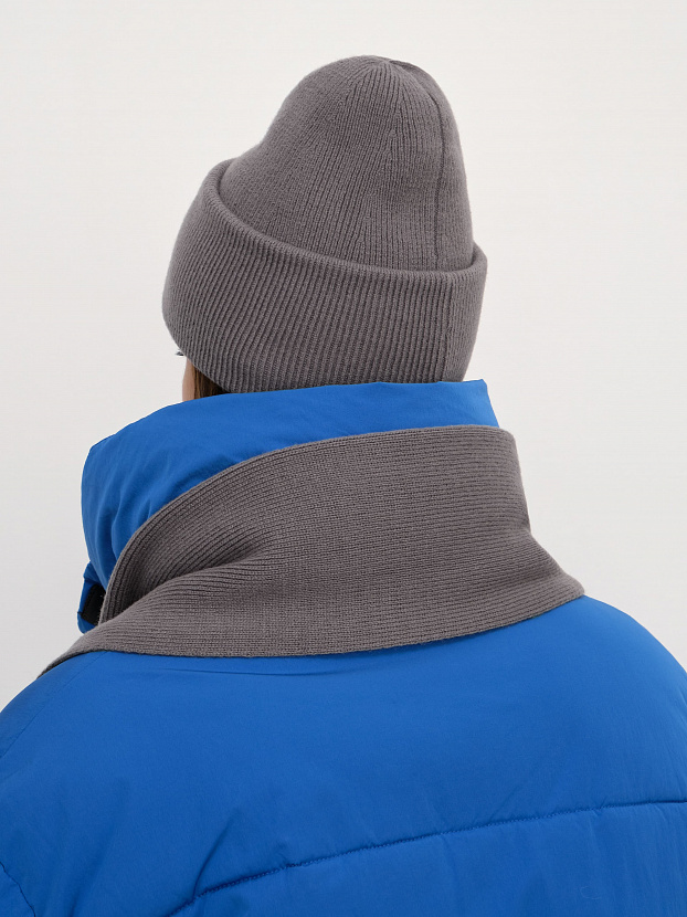 Квартет комплект (шапка+шарф) трикотажный (серо-фиолетовый, 56-58)