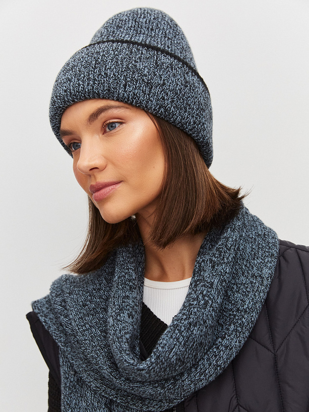 Бредли комплект (шапка+шарф) трикотажный (черный/голубой)