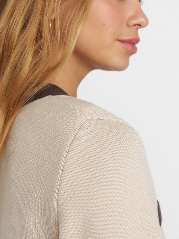 Гамма кардиган трикотажный (кремовый/кофейный, 44-46)