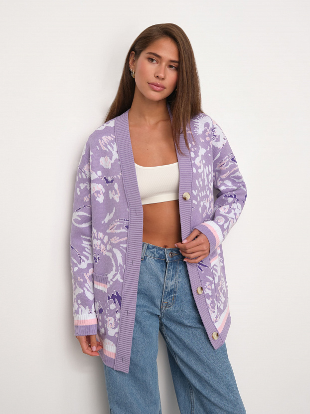 Гарда кардиган трикотажный (лаванда/белый, 44-46)