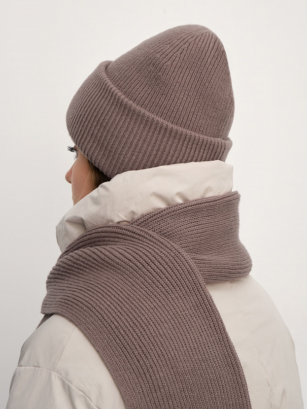 Спейс комплект (шапка+шарф) трикотажный (кофе, 56-58)