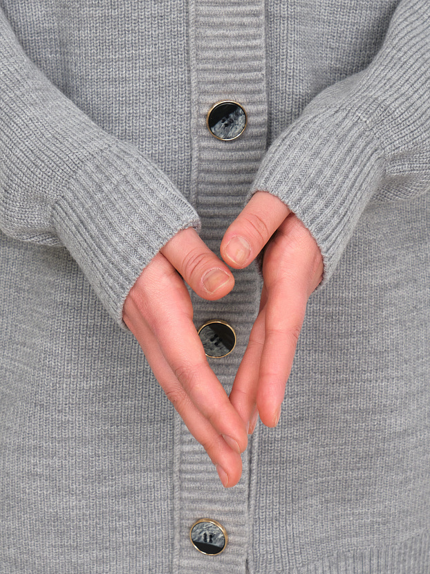 Блюз кардиган трикотажный (серый меланж, 44-46)