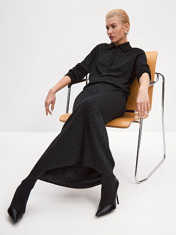 Юбка из шерсти мериноса с вискозой и люрексом Рене