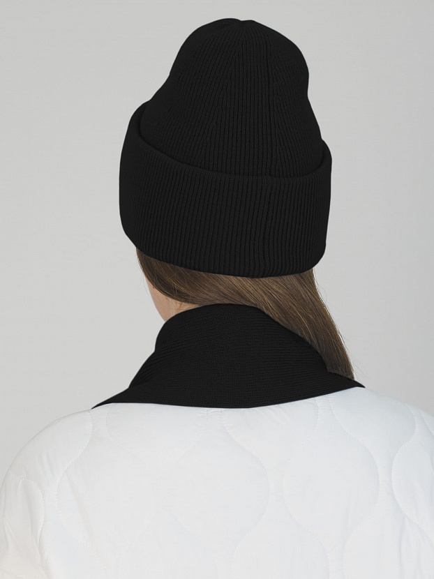 Квартет комплект (шапка+шарф) трикотажный (черный, 56-58)