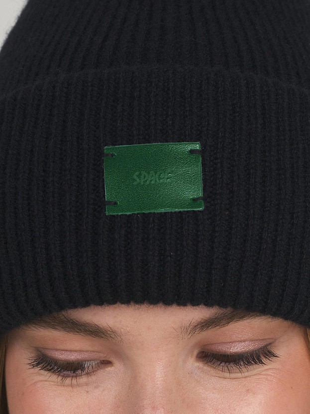 Спейс комплект (шапка+шарф) трикотажный (черный/ярко-зеленый, 56-58)
