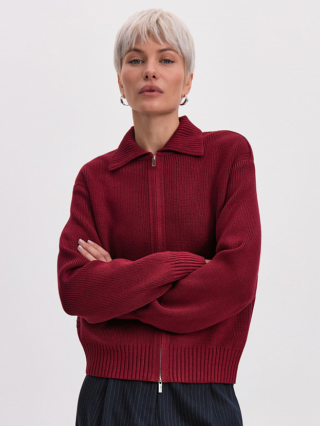 Гранд джемпер (бомбер) трикотажный (вишневый, 44-46)