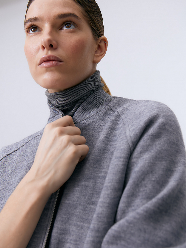 Арте кардиган (бомбер) трикотажный (серый меланж, 44-46)