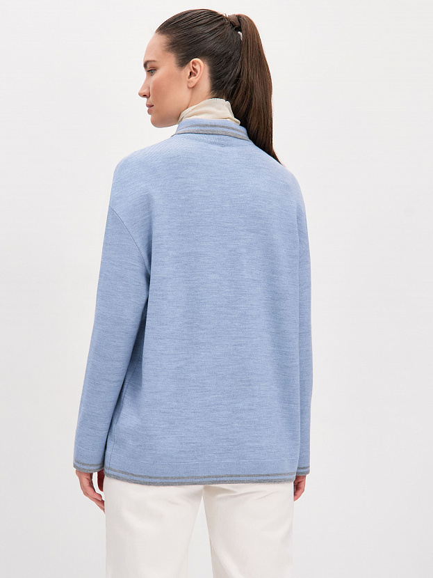 Скандинавия джемпер(поло) трикотажный (серо-голубой, 44-46)