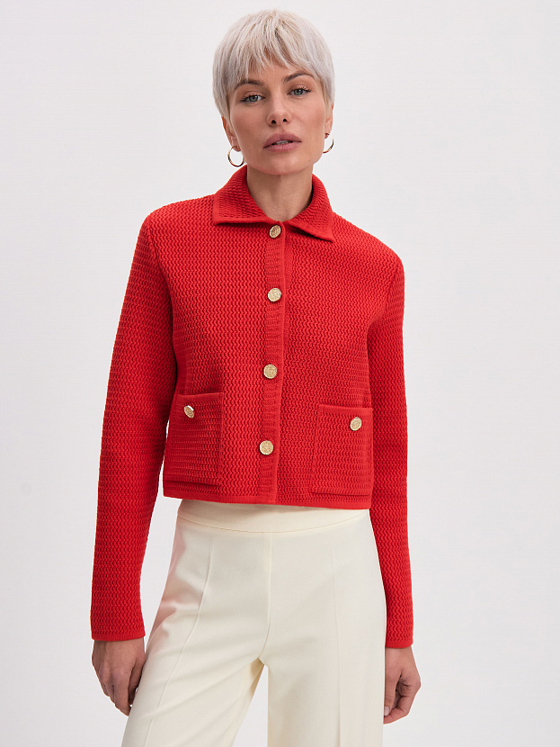 Селена жакет трикотажный (красный/белое золото, 46)