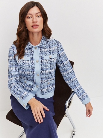 Жакет из хлопка и вискозы букле Шанель