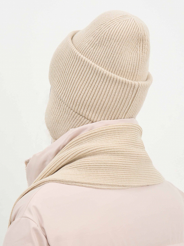 Айсберг комплект (шапка+ шарф) трикотажный (св.песочный, 56-58)