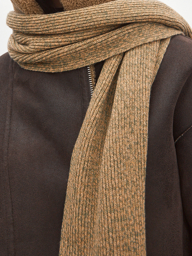 Бредли комплект (шапка+шарф) трикотажный (хаки/св.оранжевый)