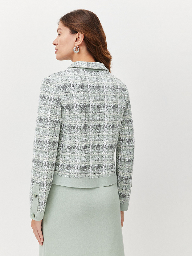 Шанель жакет трикотажный (св.зеленый/белый, 46)