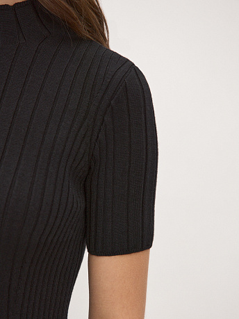 Водолазка из шерсти мериноса и вискозы с коротким рукавом Дайси