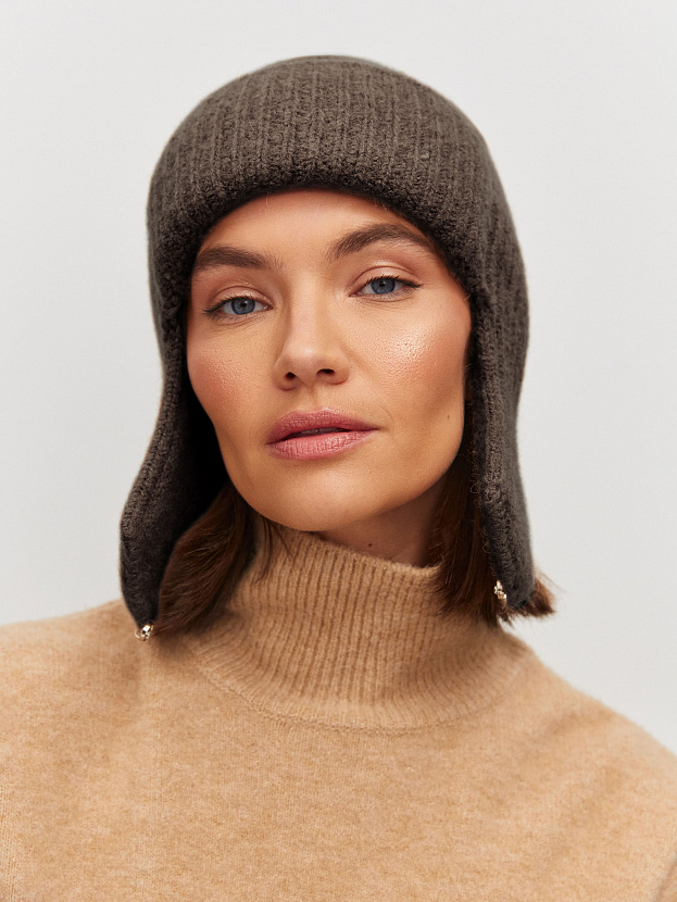 Онтарио шапка-ушанка трикотажная (т.коричневый, 56-58)