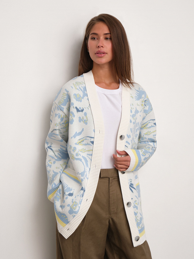 Гарда кардиган трикотажный (белый/голубой, 44-46)