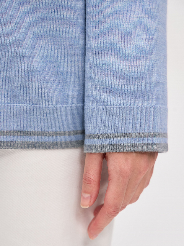 Скандинавия джемпер(поло) трикотажный (серо-голубой, 44-46)