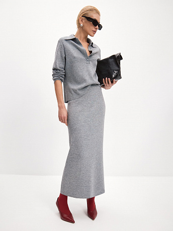 Юбка из шерсти мериноса с вискозой и люрексом Рене