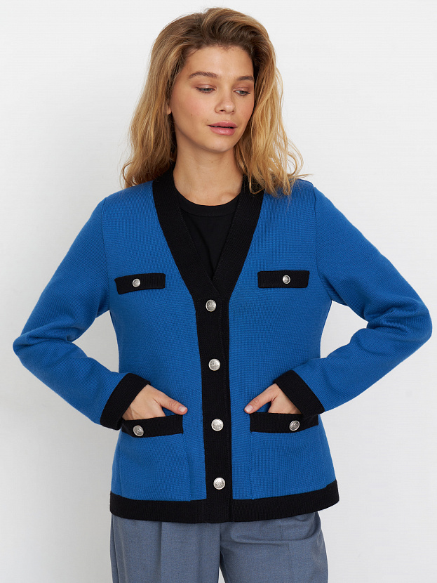 Гамма кардиган трикотажный (ярко-синий/черный, 44-46)