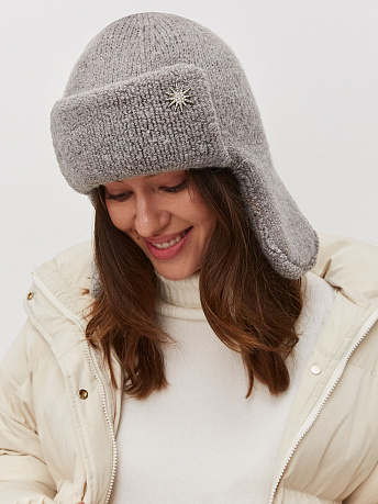 Шапка-ушанка из мохера и шерсти мериноса Стокгольм