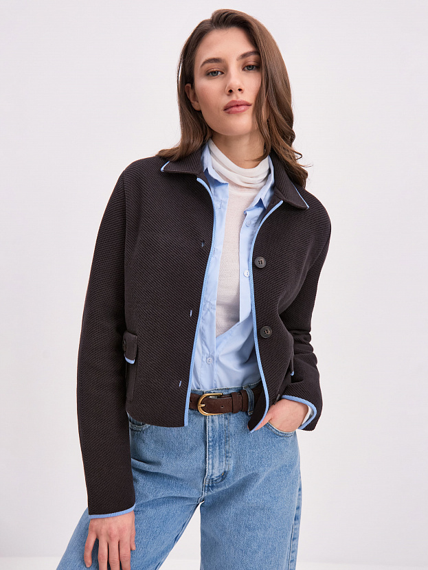 Элира жакет трикотажный (темно-коричневый, 44-46)