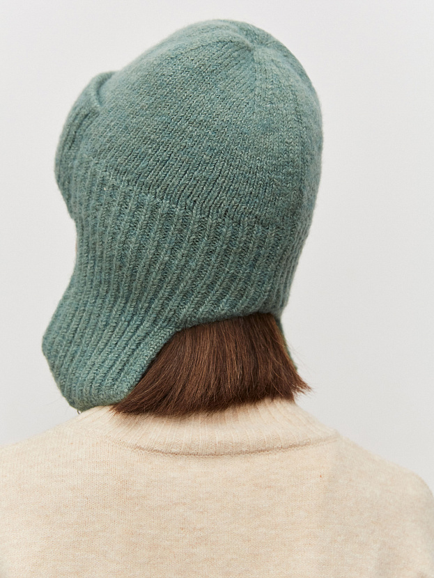 Онтарио шапка-ушанка трикотажная (св.зеленый, 56-58)
