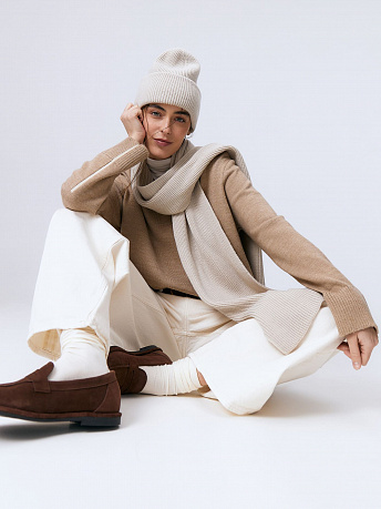 Комплект из шапки и шарфа из шерсти мериноса Ботаника