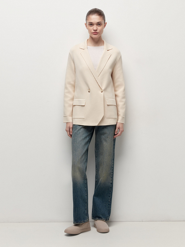 Монако пиджак трикотажный (кремовый, 44-46)