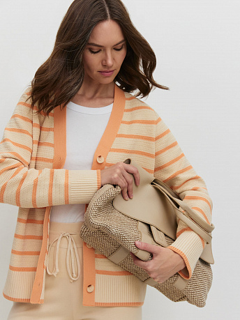 Кардиган из хлопка и вискозы с полосками Ева