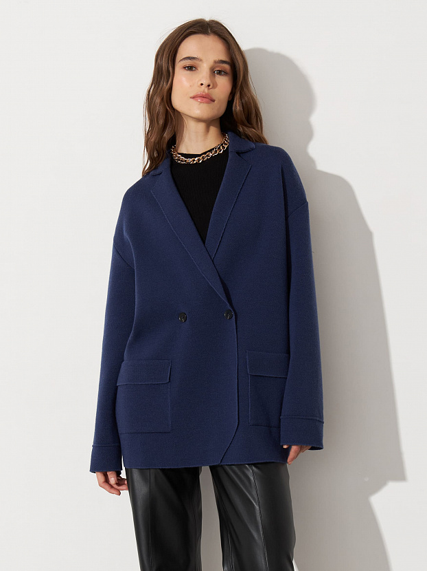 Фарго пиджак трикотажный (синий, M (46))