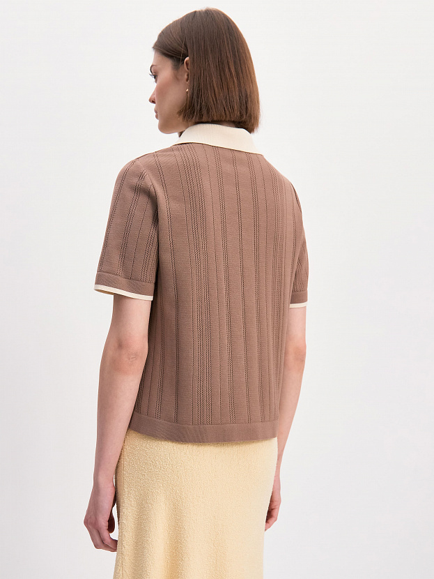 Либерти джемпер (поло) трикотажный (какао/кремовый, 44-46)