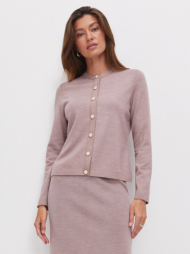 Мята кардиган трикотажный (розовато-серый, 46)