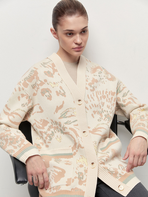 Гарда кардиган трикотажный (кремовый/св.зеленый, 44-46)