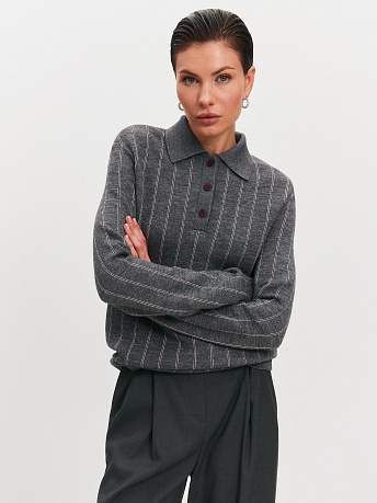 Поло с длинным рукавом из шерсти мериноса Генри