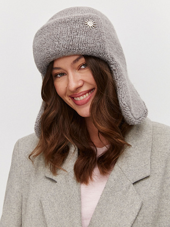 Шапка-ушанка из мохера и шерсти мериноса Стокгольм