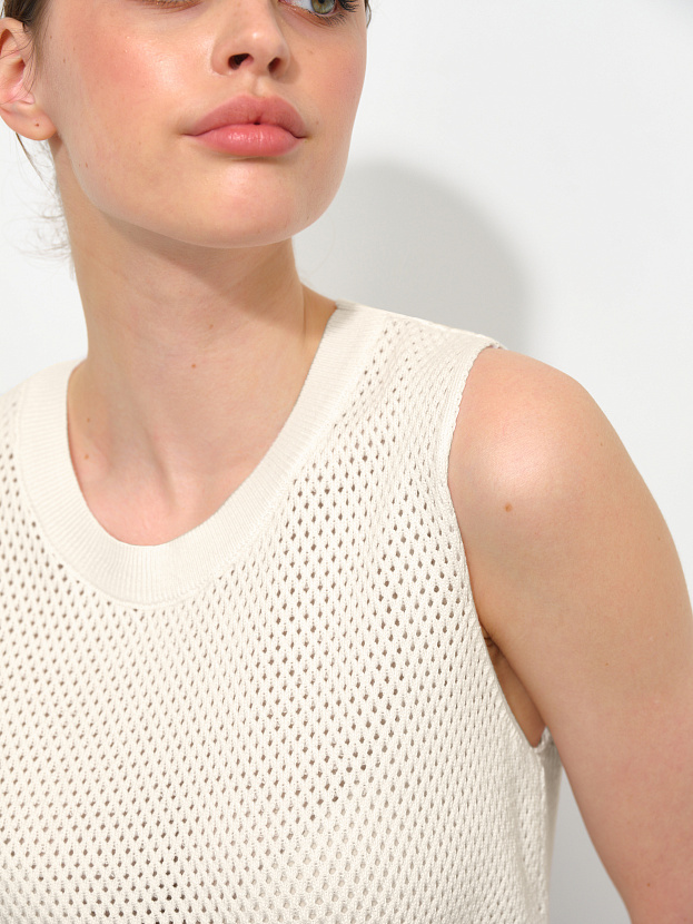 Терри джемпер без рукавов трикотажный (белый, 44-46)