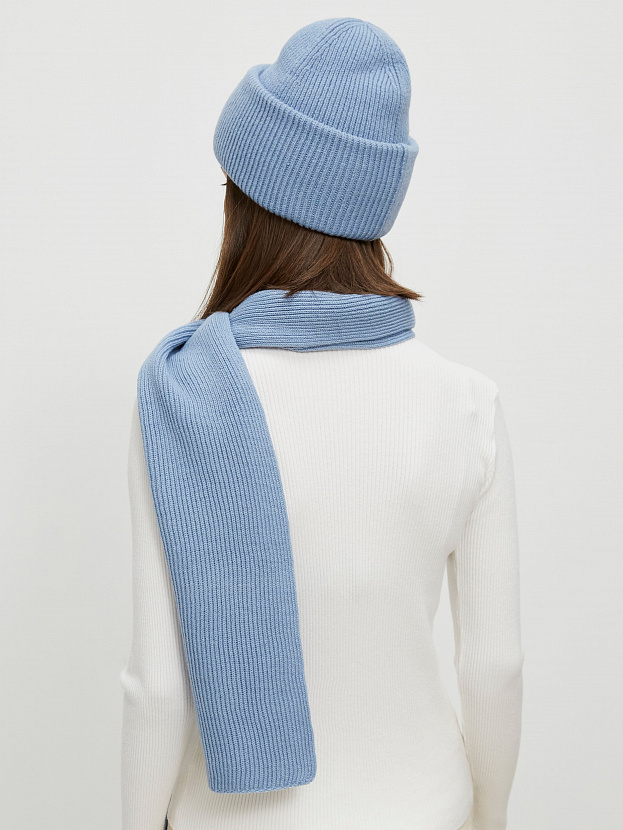 Ботаника комплект (шапка+шарф) трикотажный (серо-голубой, 56-58)