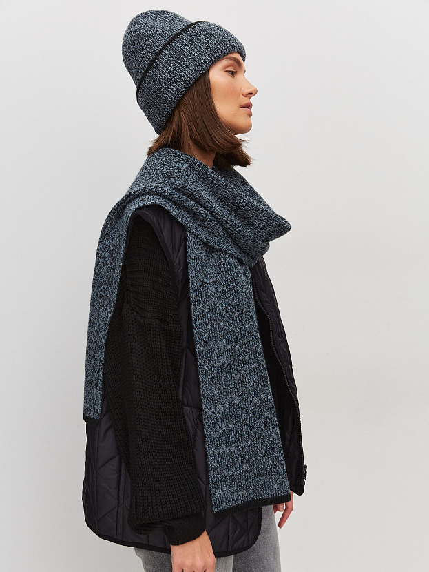 Бредли комплект (шапка+шарф) трикотажный (черный/голубой)